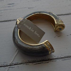 Cookie Lee gray enamel real crystals bracelet